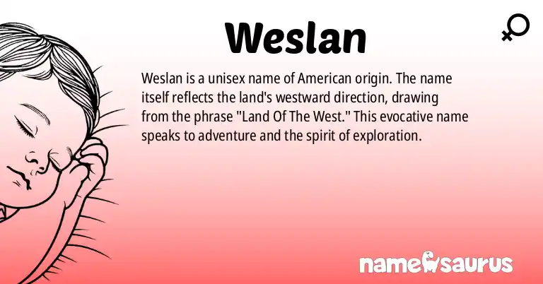 Infographic about Weslan name meaning, Weslan is a name from American origin(s).