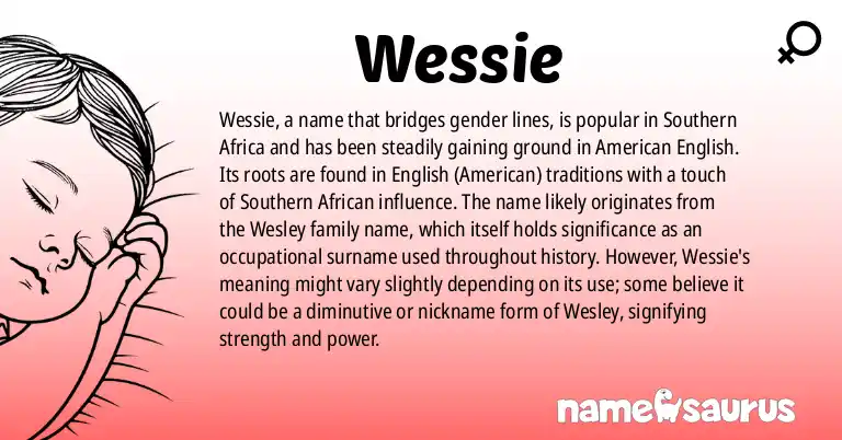 Infographic about Wessie name meaning, Wessie is a name from Southern African, English (American) origin(s).