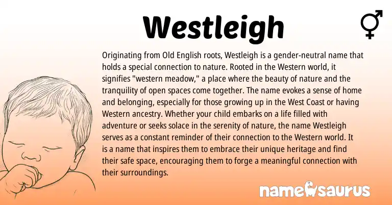 Infographic about Westleigh name meaning, Westleigh is a name from Old English origin(s).