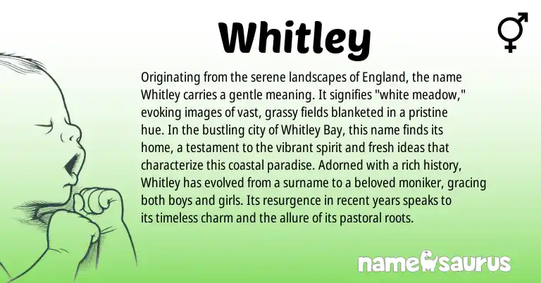 Infographic about Whitley name meaning, Whitley is a name from England origin(s).