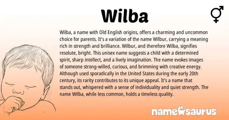 Infographic about Wilba name meaning, Wilba is a name from English origin(s).