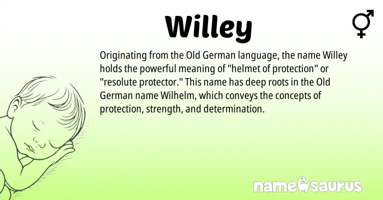 Infographic about Willey name meaning, Willey is a name from Old German origin(s).