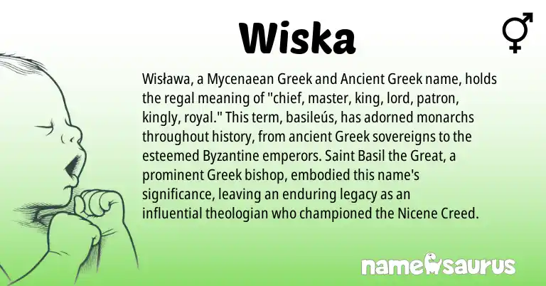 Infographic about Wiska name meaning, Wiska is a name from Ancient Greek, Greek origin(s).