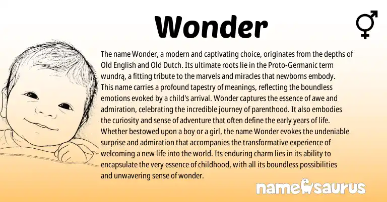 Infographic about Wonder name meaning, Wonder is a name from Old Dutch, Old English, Germanic origin(s).