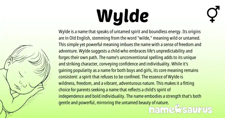 Infographic about Wylde name meaning, Wylde is a name from English origin(s).