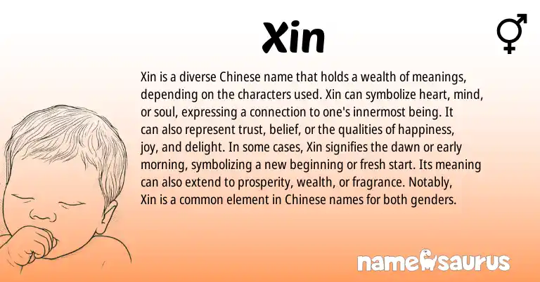 Infographic about Xin name meaning, Xin is a name from Chinese origin(s).