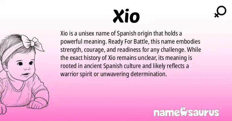 Infographic about Xio name meaning, Xio is a name from Spanish origin(s).