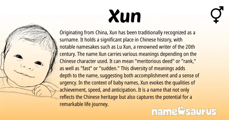 Infographic about Xun name meaning, Xun is a name from Chinese origin(s).