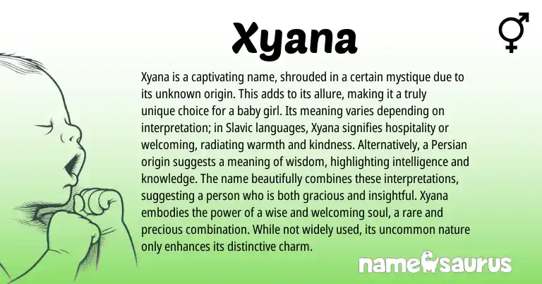 Infographic about Xyana name meaning, Xyana is a name from Persian, Slavic origin(s).