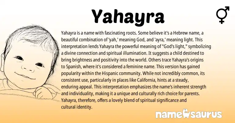 Infographic about Yahayra name meaning, Yahayra is a name from Hebrew origin(s).