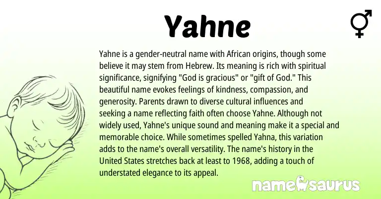 Infographic about Yahne name meaning, Yahne is a name from African origin(s).