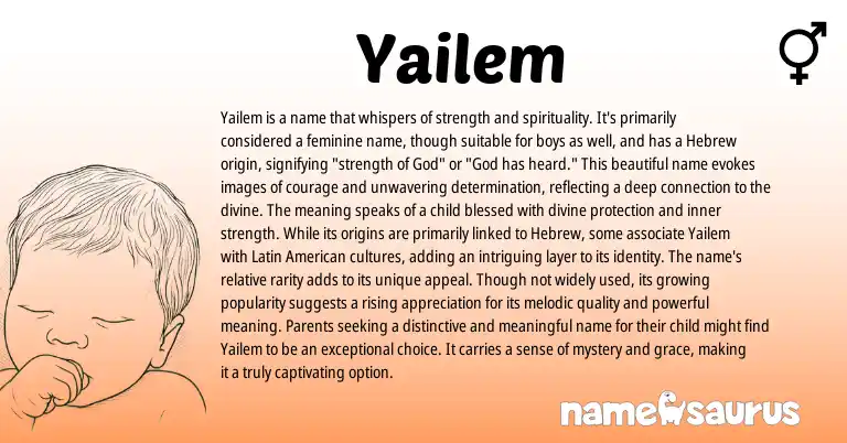Infographic about Yailem name meaning, Yailem is a name from Hebrew origin(s).