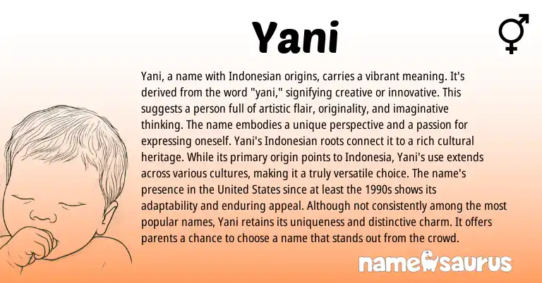 Infographic about Yani name meaning, Yani is a name from Indonesian, Hebrew origin(s).