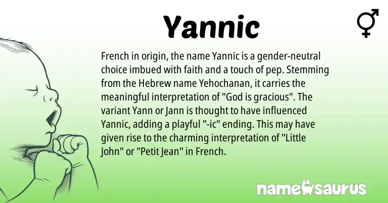 Infographic about Yannic name meaning, Yannic is a name from French, Hebrew origin(s).