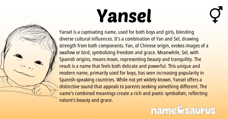 Infographic about Yansel name meaning, Yansel is a name from Chinese, Spanish origin(s).