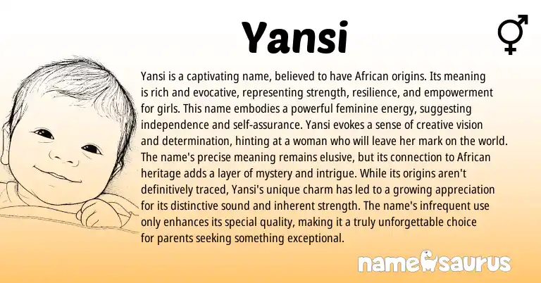 Infographic about Yansi name meaning, Yansi is a name from African origin(s).