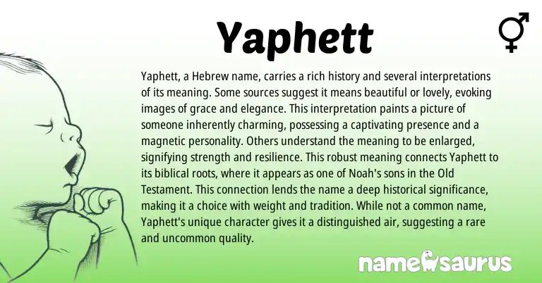 Infographic about Yaphett name meaning, Yaphett is a name from Hebrew origin(s).