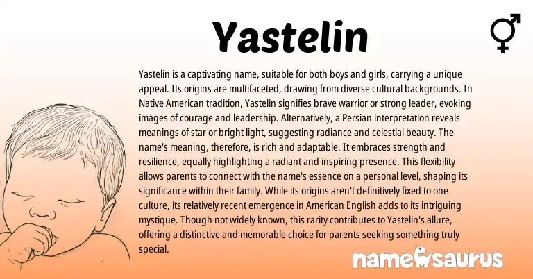 Infographic about Yastelin name meaning, Yastelin is a name from Persian, American origin(s).