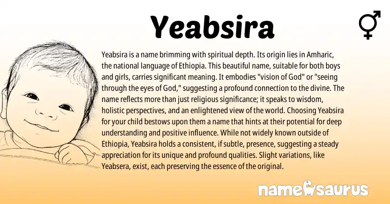 Infographic about Yeabsira name meaning, Yeabsira is a name from Amharic origin(s).