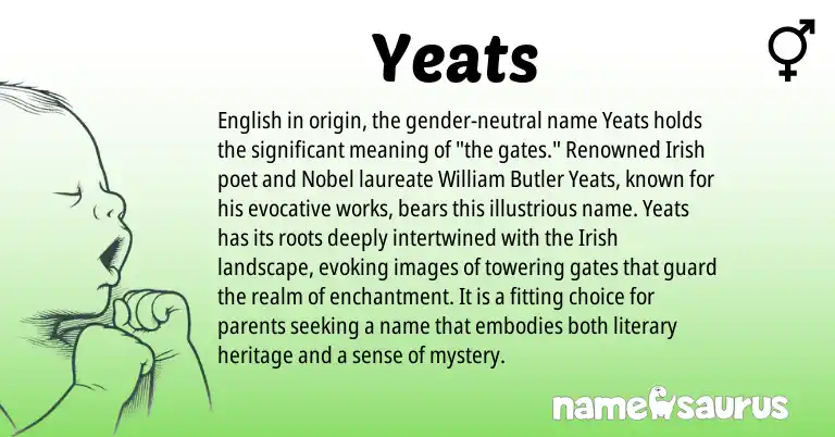 Infographic about Yeats name meaning, Yeats is a name from Irish, English origin(s).