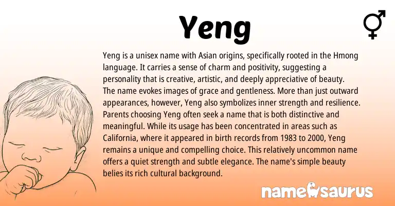 Infographic about Yeng name meaning, Yeng is a name from Hmong origin(s).