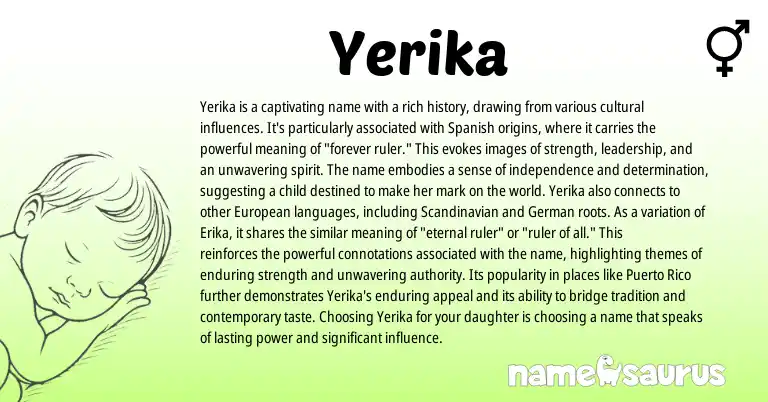Infographic about Yerika name meaning, Yerika is a name from Spanish origin(s).
