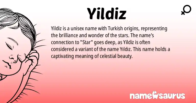 Infographic about Yildiz name meaning, Yildiz is a name from Turkish origin(s).