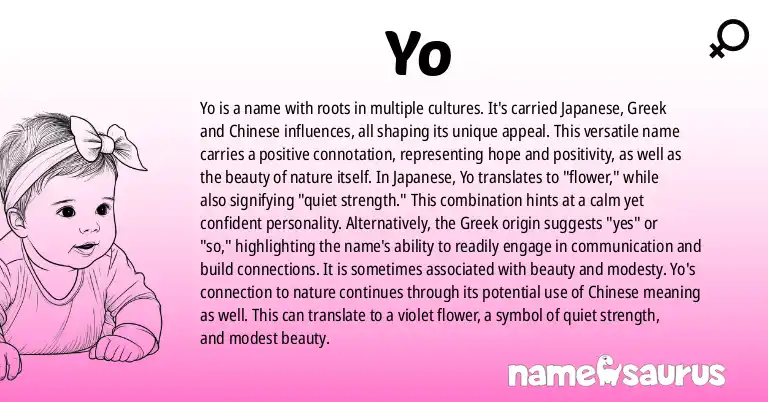 Infographic about Yo name meaning, Yo is a name from Japanese, Greek, Chinese origin(s).