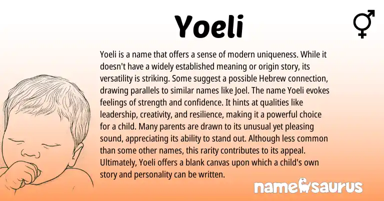 Infographic about Yoeli name meaning, Yoeli is a name from Hebrew origin(s).