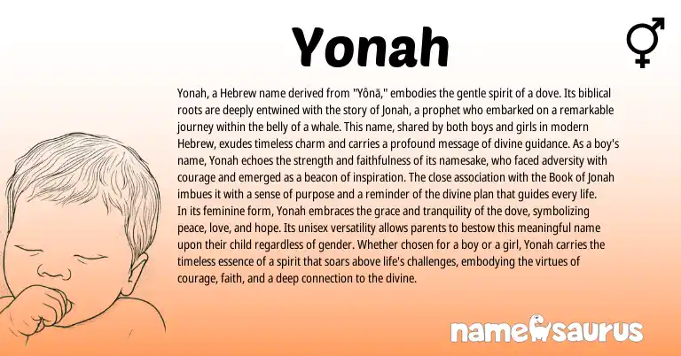 Infographic about Yonah name meaning, Yonah is a name from Hebrew origin(s).