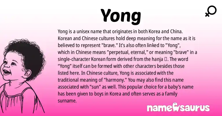 Infographic about Yong name meaning, Yong is a name from Korean, Chinese origin(s).