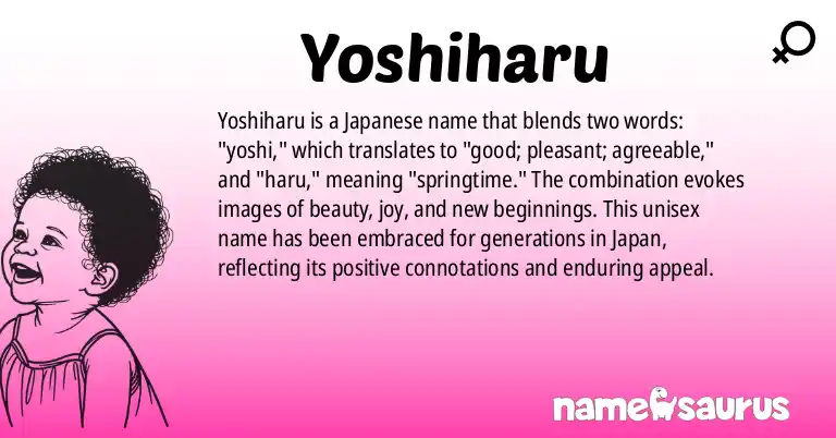 Infographic about Yoshiharu name meaning, Yoshiharu is a name from Japanese origin(s).