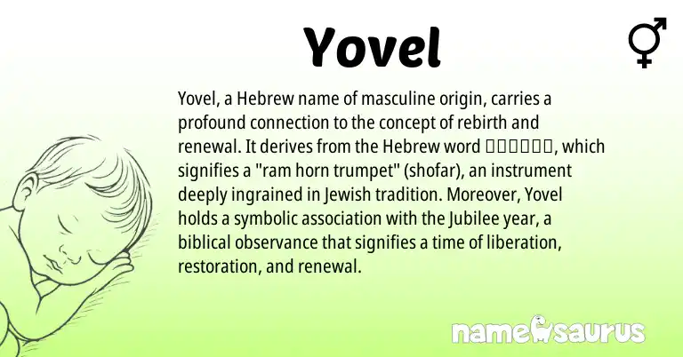 Infographic about Yovel name meaning, Yovel is a name from Jewish, Hebrew origin(s).