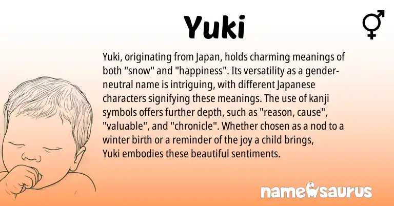Infographic about Yuki name meaning, Yuki is a name from Japanese origin(s).