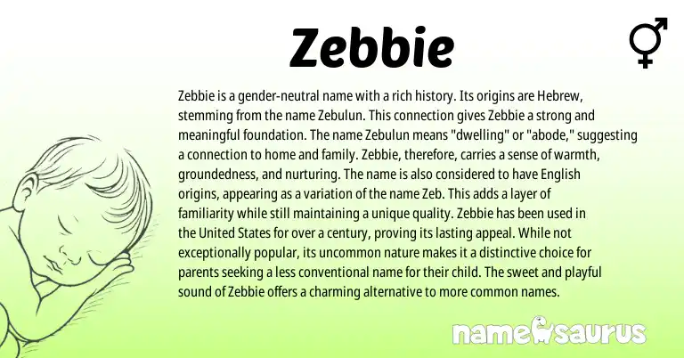 Infographic about Zebbie name meaning, Zebbie is a name from Hebrew, English origin(s).