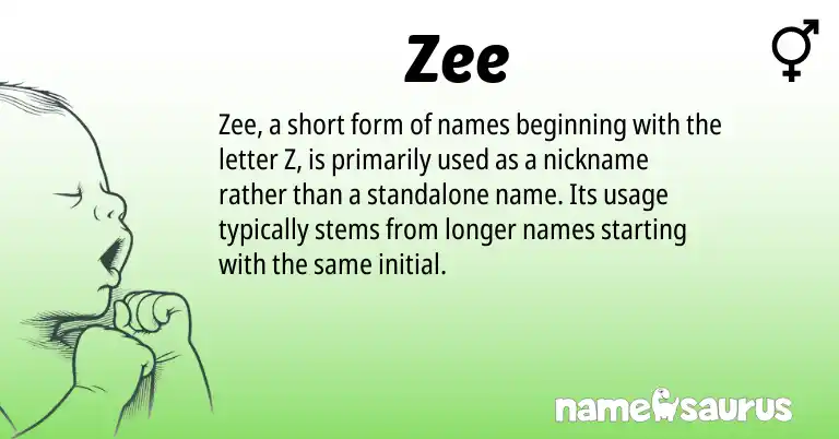 Infographic about Zee name meaning, Zee is a name from N/A origin(s).