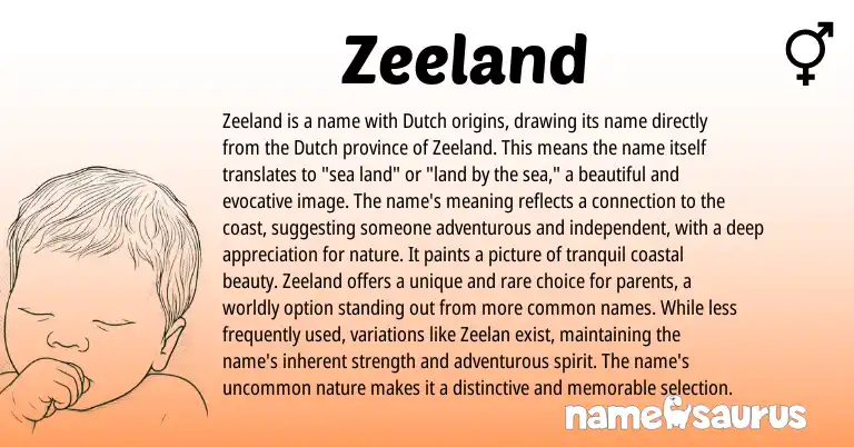 Infographic about Zeeland name meaning, Zeeland is a name from English, Dutch origin(s).