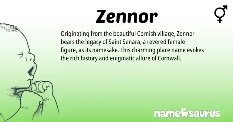 Infographic about Zennor name meaning, Zennor is a name from Cornish origin(s).