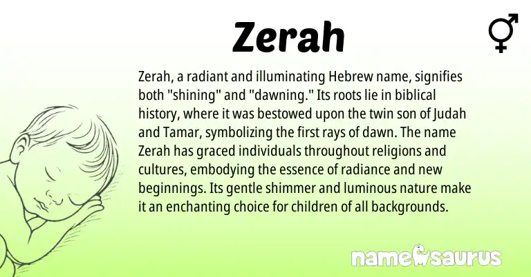 Infographic about Zerah name meaning, Zerah is a name from Hebrew origin(s).