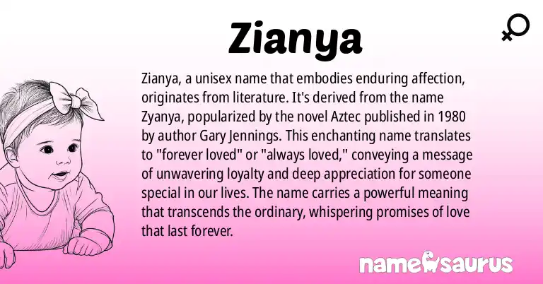 Infographic about Zianya name meaning, Zianya is a name from Literature origin(s).