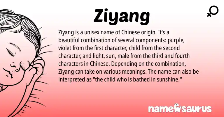 Infographic about Ziyang name meaning, Ziyang is a name from Chinese origin(s).