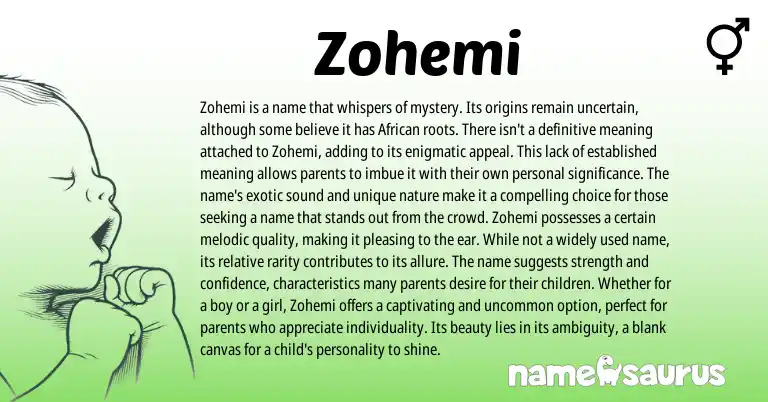 Infographic about Zohemi name meaning, Zohemi is a name from Other origin(s).