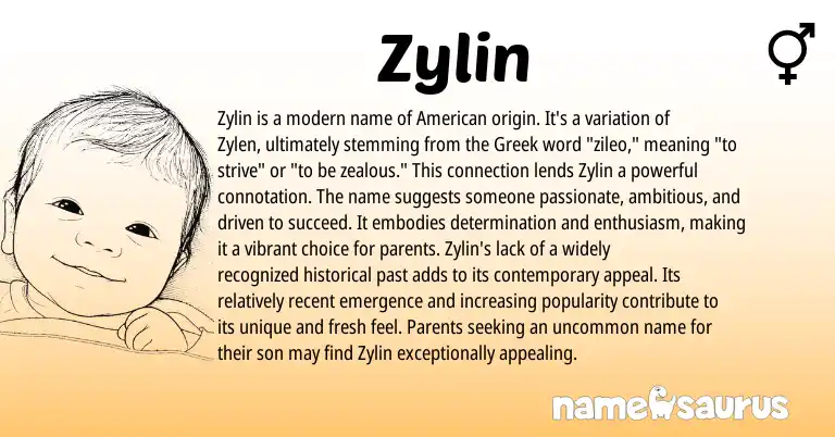 Infographic about Zylin name meaning, Zylin is a name from American, Greek origin(s).