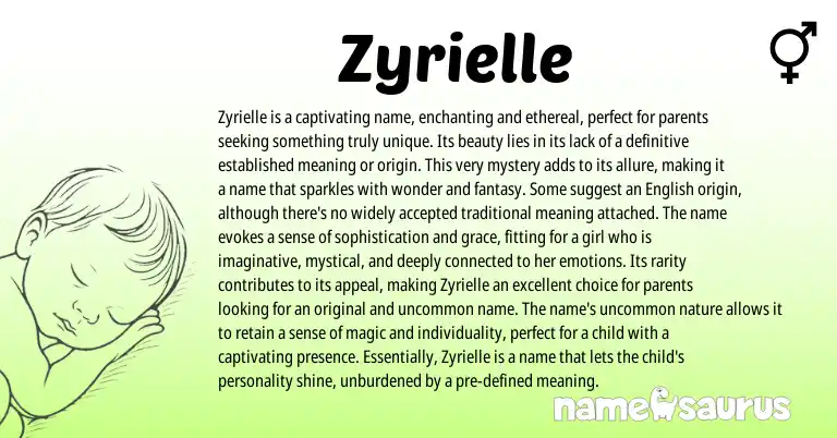 Infographic about Zyrielle name meaning, Zyrielle is a name from Other origin(s).