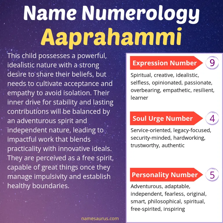 numerology of the name aaprahammi.