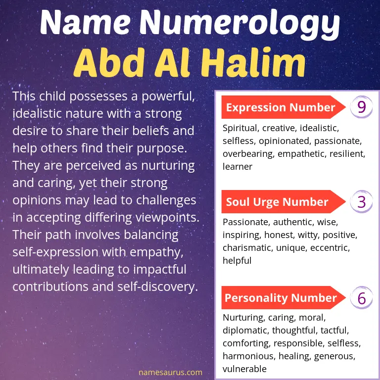 numerology of the name abd al halim.