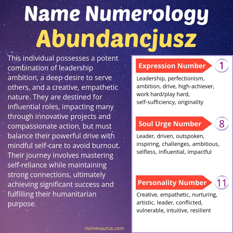 numerology of the name abundancjusz.