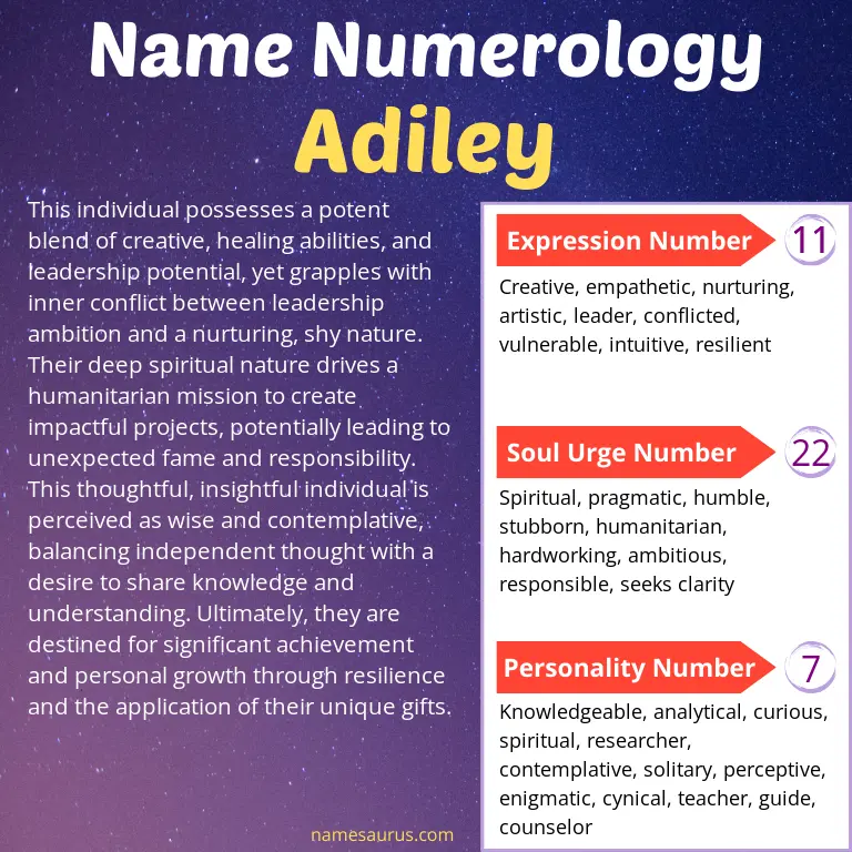 numerology of the name adiley.