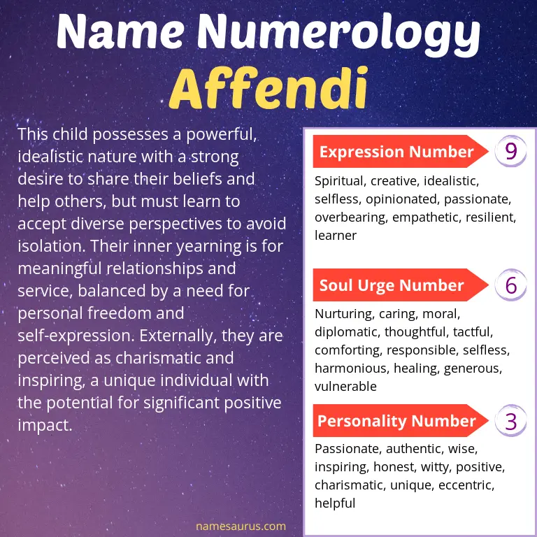 numerology of the name affendi.