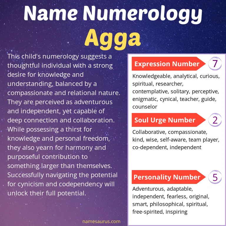 numerology of the name agga.